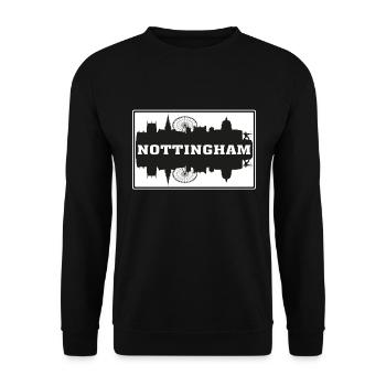 Nottingham England Travel Souvenir Skyline Silhoue - Unisex Sweatshirt - black - Front - Alina (178cm) & Michal (187cm)