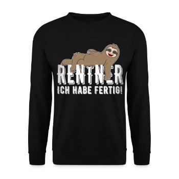 Rentner Ich Habe Fertig Faultier - Unisex Pullover - Schwarz - Vorne - Alina (178cm) & Michal (187cm)