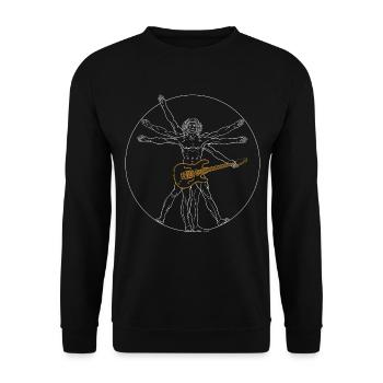 Guitar Da Vinci - Cadeau Guitar Rock - Sweat-shirt Unisexe - noir - Devant - Alina (178cm) & Michal (187cm)