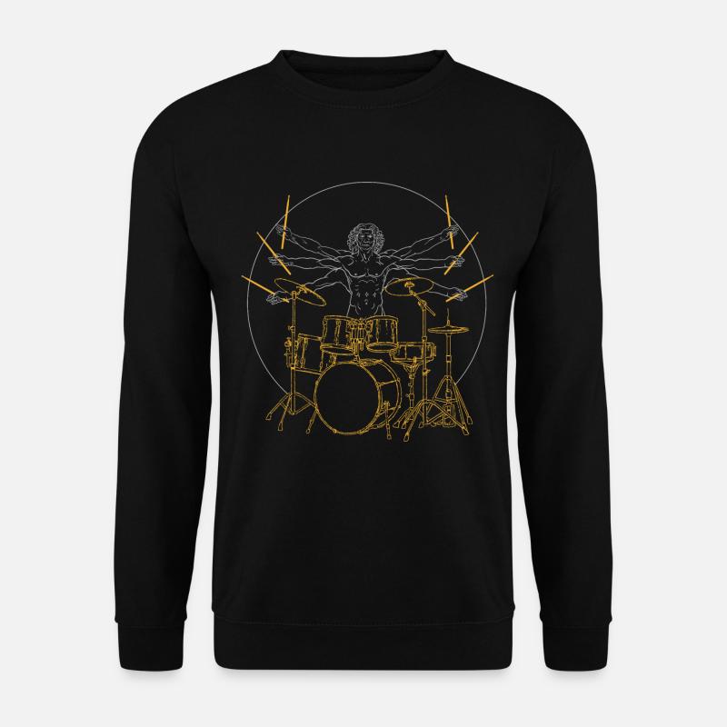 Schlagzeug Da Vinci - Drummer Rock Geschenk - Unisex Pullover - Schwarz