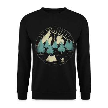 Berge Natur Zelten - Unisex Pullover - Schwarz - Vorne - Alina (178cm) & Michal (187cm)
