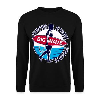 Surfing Nazaré Big Wave Portugal - Unisex Sweatshirt - black - Front - Alina (178cm) & Michal (187cm)