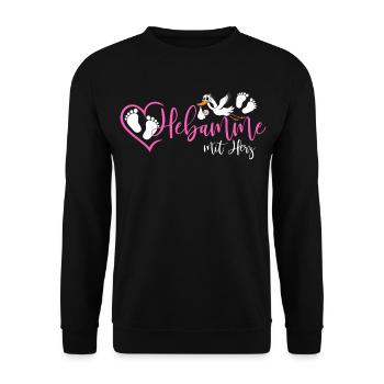 Hebamme  - Unisex Pullover - Schwarz - Vorne - Alina (178cm) & Michal (187cm)