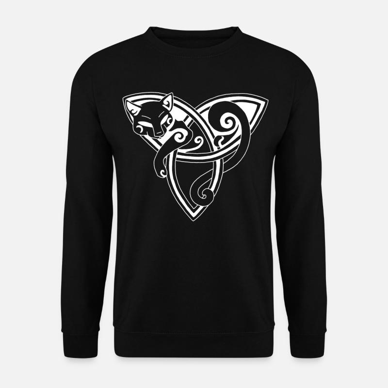 Keltische Katze ruht sich aus (weiß) - Unisex Pullover - Schwarz