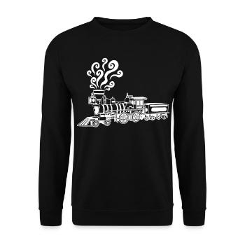 Vintage weiße Lokomotive - Unisex Pullover - Schwarz - Vorne - Alina (178cm) & Michal (187cm)