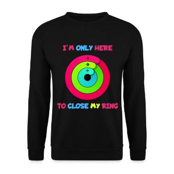 Ich bin nur hier, um den Ring zu schließen. Apfel* - Unisex Pullover - Schwarz - Vorne - Alina (178cm) & Michal (187cm)