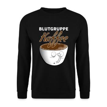Blutgruppe Kaffee Cartoon Geschenk - Unisex Pullover - Schwarz - Vorne - Alina (178cm) & Michal (187cm)