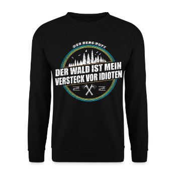Der Wald ist mein Versteck vor Idioten - Unisex Pullover - Schwarz - Vorne - Alina (178cm) & Michal (187cm)