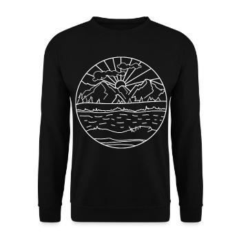 Berge Symbol - Unisex Pullover - Schwarz - Vorne - Alina (178cm) & Michal (187cm)