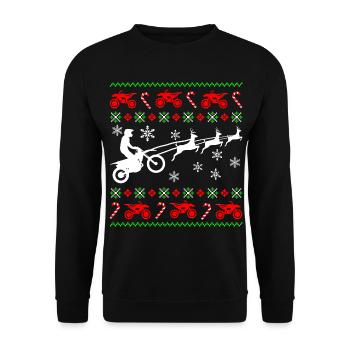 Deer Ugly Christmas Biker Motorcycle Motocross - Unisex Sweatshirt - black - Front - Alina (178cm) & Michal (187cm)