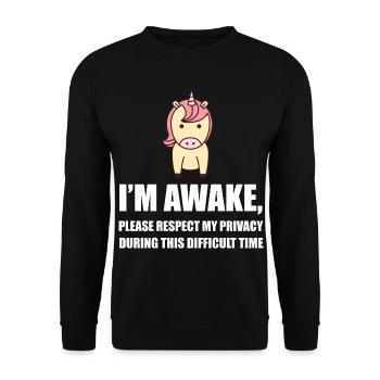 I'm Awake, Please Respect My Privacy - Unisex Sweatshirt - black - Front - Alina (178cm) & Michal (187cm)