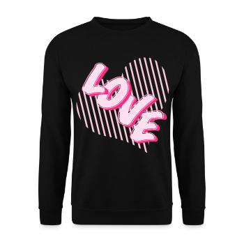 Love Neon Pink Heart Font - Unisex Sweatshirt - black - Front - Alina (178cm) & Michal (187cm)