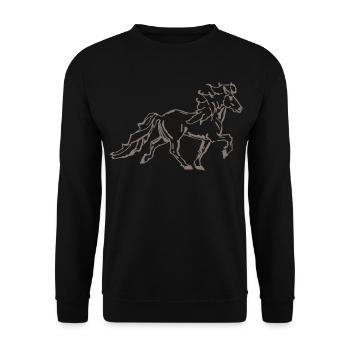 Noble Icelandic horse in tölt 7 - Unisex Sweatshirt - black - Front - Alina (178cm) & Michal (187cm)