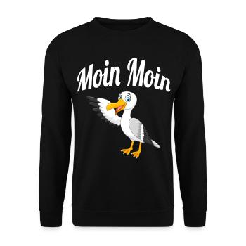 Moin Moin Möwe - Unisex Pullover - Schwarz - Vorne - Alina (178cm) & Michal (187cm)