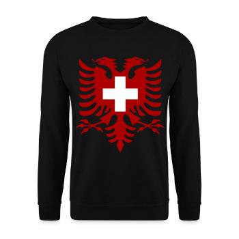 Albanien Schweiz Flagge - Unisex Pullover - Schwarz - Vorne - Alina (178cm) & Michal (187cm)