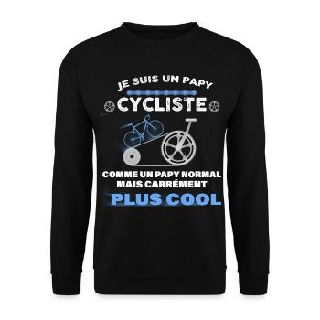 Velo papy cycliste original - Sweat-shirt Unisexe - noir - Devant - Alina (178cm) & Michal (187cm)