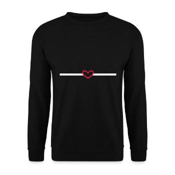 Linie Herz Herzchen Strich Ornament - Unisex Pullover - Schwarz - Vorne - Alina (178cm) & Michal (187cm)