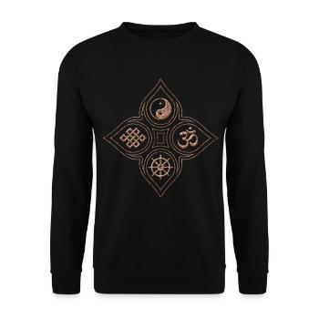 Yin Yang relief en pierre om dharmachakra noeud - Sweat-shirt Unisexe - noir - Devant - Alina (178cm) & Michal (187cm)