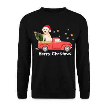Labrador Weihnachts-Pickup - Unisex Pullover - Schwarz - Vorne - Alina (178cm) & Michal (187cm)