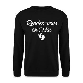Rendez-vous en Mai grossesse - Sweat-shirt Unisexe - noir - Devant - Alina (178cm) & Michal (187cm)