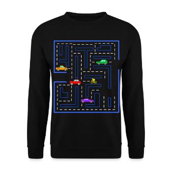 Course route, gamer, Gaming, racing bike, voitures - Sweat-shirt Unisexe - noir - Devant - Alina (178cm) & Michal (187cm)