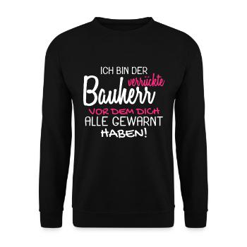 Bauherr Bauherren Baubeginn Hausbau Geschenk - Unisex Pullover - Schwarz - Vorne - Alina (178cm) & Michal (187cm)