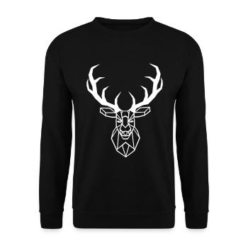 Weißer geometrischer Hirsch - Unisex Pullover - Schwarz - Vorne - Alina (178cm) & Michal (187cm)