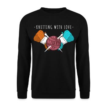 Knitting With Love – Garn- und Nadelkunst - Unisex Pullover - Schwarz - Vorne - Alina (178cm) & Michal (187cm)