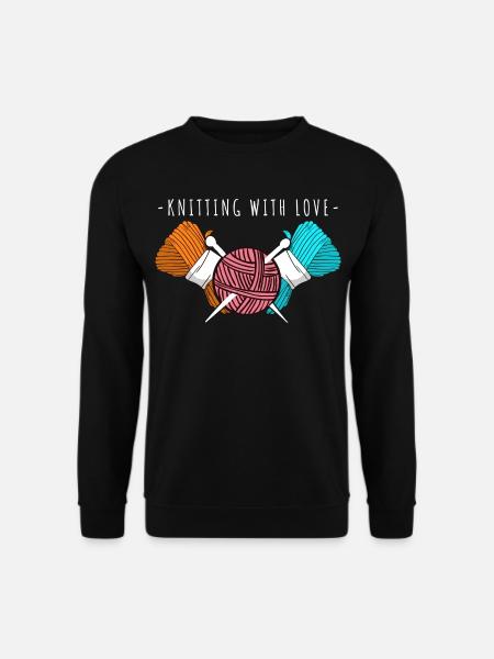 Knitting With Love – Yarn & Needles Art - Unisex Sweatshirt - black