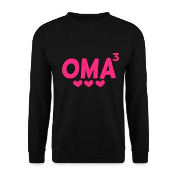 Oma hoch Drei - Dreifache Oma - Unisex Pullover - Schwarz - Vorne - Alina (178cm) & Michal (187cm)