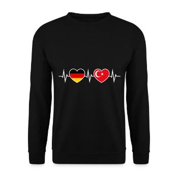 German-turc Allemagne Turquie Coeurs - Sweat-shirt Unisexe - noir - Devant - Alina (178cm) & Michal (187cm)