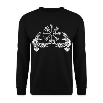 Weiße Krähen und Wikingerkompass - Unisex Pullover - Schwarz - Vorne - Alina (178cm) & Michal (187cm)