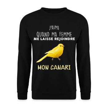 Oiseau canari, Idée cadeau humour homme - Sweat-shirt Unisexe - noir - Devant - Alina (178cm) & Michal (187cm)