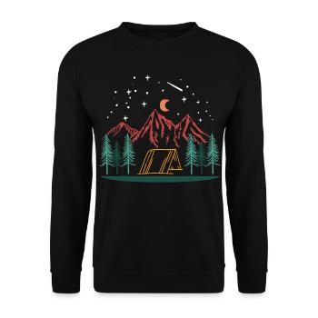 Camping Mountains Night Tent Nature Outdoor Adventure - Unisex Sweatshirt - black - Front - Alina (178cm) & Michal (187cm)