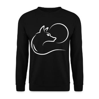 Wolf bei Vollmond - Unisex Pullover - Schwarz - Vorne - Alina (178cm) & Michal (187cm)