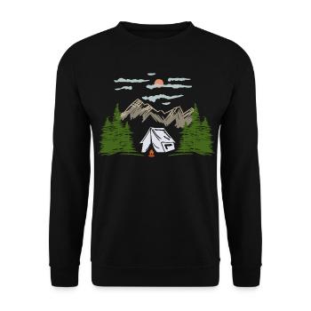 Camping Camping Mountain Motif Gift Idea - Unisex Sweatshirt - black - Front - Alina (178cm) & Michal (187cm)