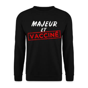 Majeur et vacciné - Sweat-shirt Unisexe - noir - Devant - Alina (178cm) & Michal (187cm)