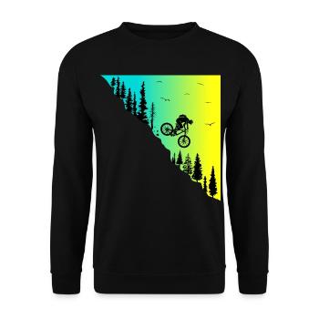 mountainbike downhill action outdoor Fahrrad bike - Unisex Pullover - Schwarz - Vorne - Alina (178cm) & Michal (187cm)