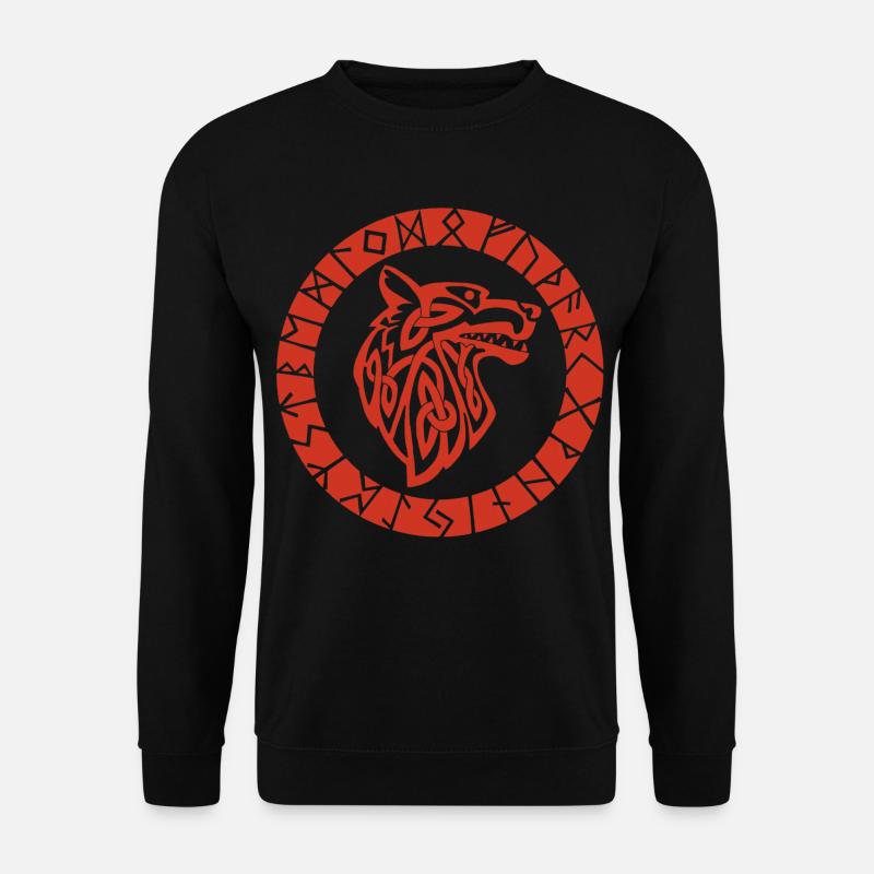 Wikinger-Emblem des Roten Wolfes - Unisex Pullover - Schwarz
