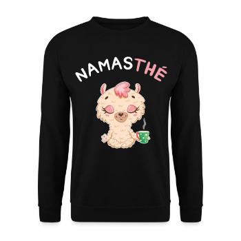 Namasthé Gift Humor Yoga Namasté Zen Tea - Unisex Sweatshirt - black - Front - Alina (178cm) & Michal (187cm)