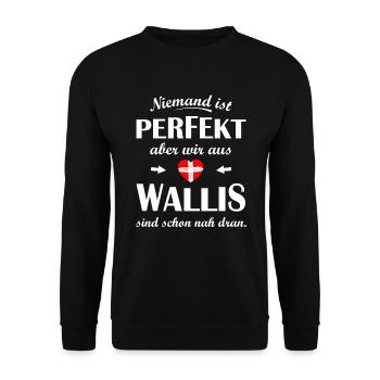 Kanton Wallis Schweiz - Unisex Pullover - Schwarz - Vorne - Alina (178cm) & Michal (187cm)
