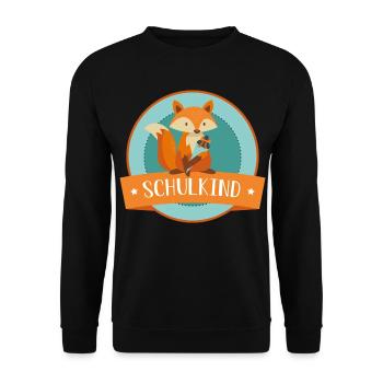 Schulkind - schlauer Fuchs - Schulbeginn - Unisex Pullover - Schwarz - Vorne - Alina (178cm) & Michal (187cm)