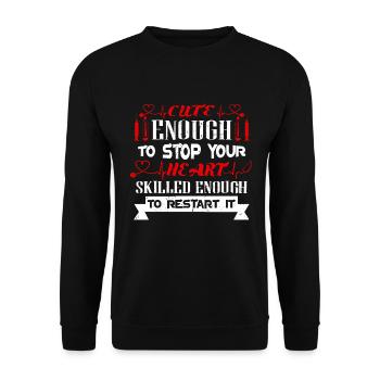 Funny Paramedic Quote Gift For EMT CNA Nurse - Unisex Sweatshirt - black - Front - Alina (178cm) & Michal (187cm)