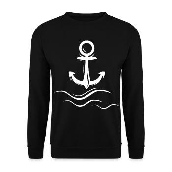 waves anchor wave wave waves anchor logo icon - Unisex Sweatshirt - black - Front - Alina (178cm) & Michal (187cm)