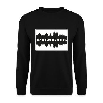 Prag Czechia Reise Souvenir Skyline Silhouette - Unisex Pullover - Schwarz - Vorne - Alina (178cm) & Michal (187cm)