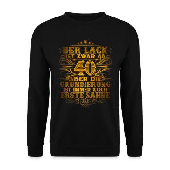 40. Geburtstag - Unisex Pullover - Schwarz - Vorne - Alina (178cm) & Michal (187cm)