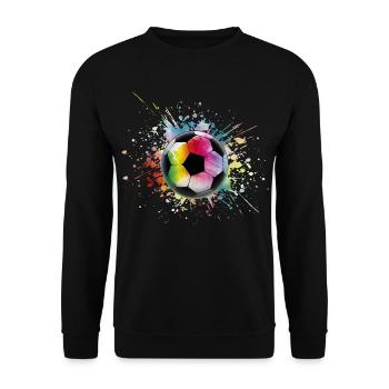 Fußball Regenbogen Bunter Ball - Unisex Pullover - Schwarz - Vorne - Alina (178cm) & Michal (187cm)