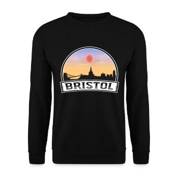 Bristol Angleterre Skyline Vintage Sunset Voyage Souv - Sweat-shirt Unisexe - noir - Devant - Alina (178cm) & Michal (187cm)