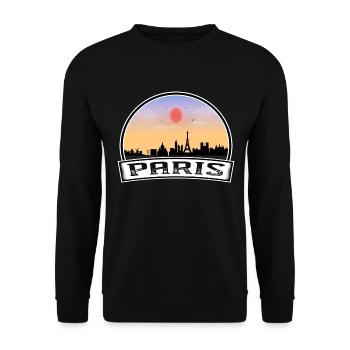 Paris France Skyline Vintage Sunset Travel Souveni - Sweat-shirt Unisexe - noir - Devant - Alina (178cm) & Michal (187cm)