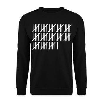 66. Geburtstag Strichliste 66 Jahre alt - Unisex Pullover - Schwarz - Vorne - Alina (178cm) & Michal (187cm)